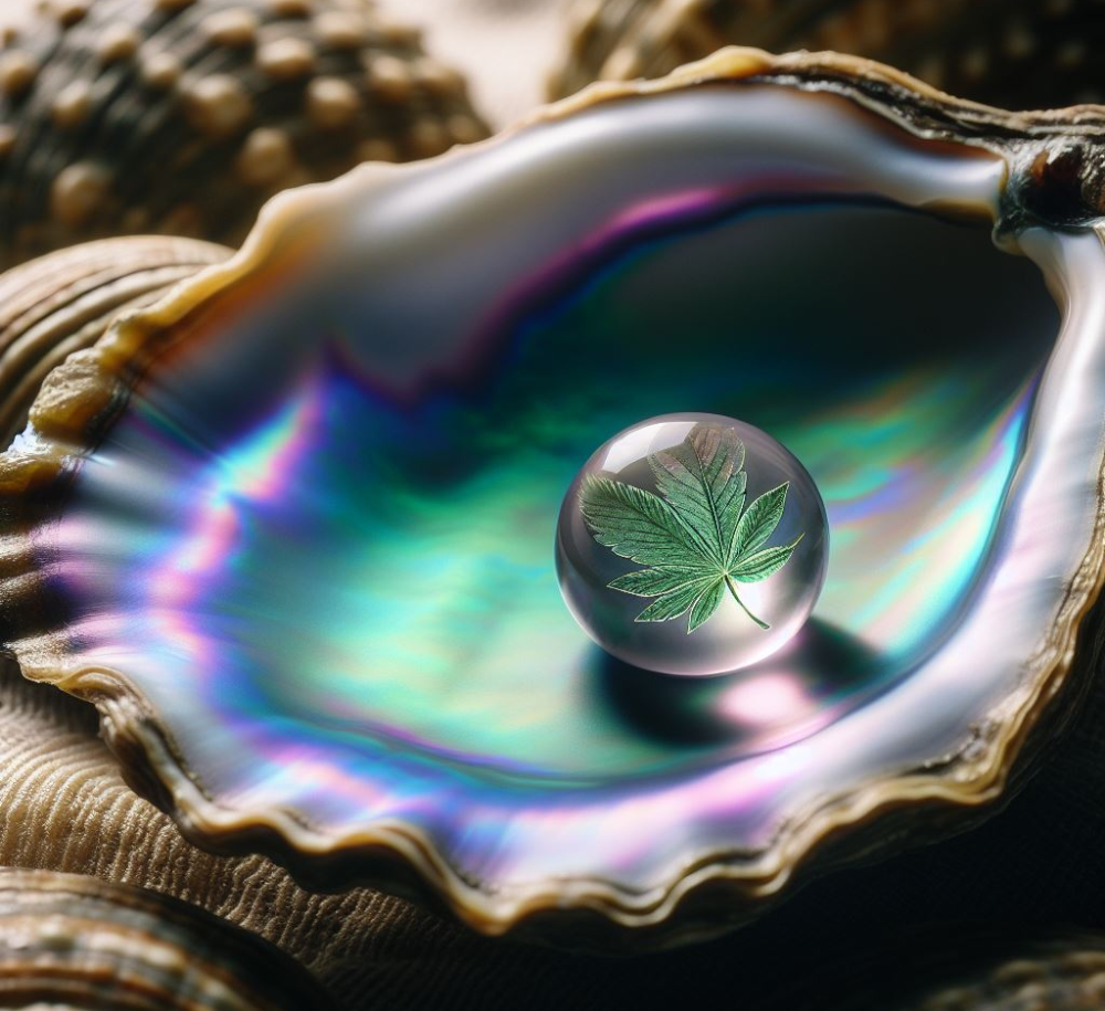 Hemp Leaf Pearl in Oyster