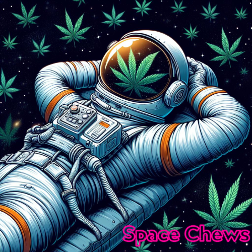 Space Chews Astronaut and hemp leaves