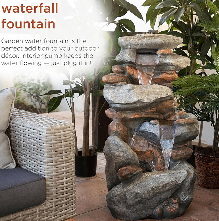 Cascading Rock Waterfall Fountain