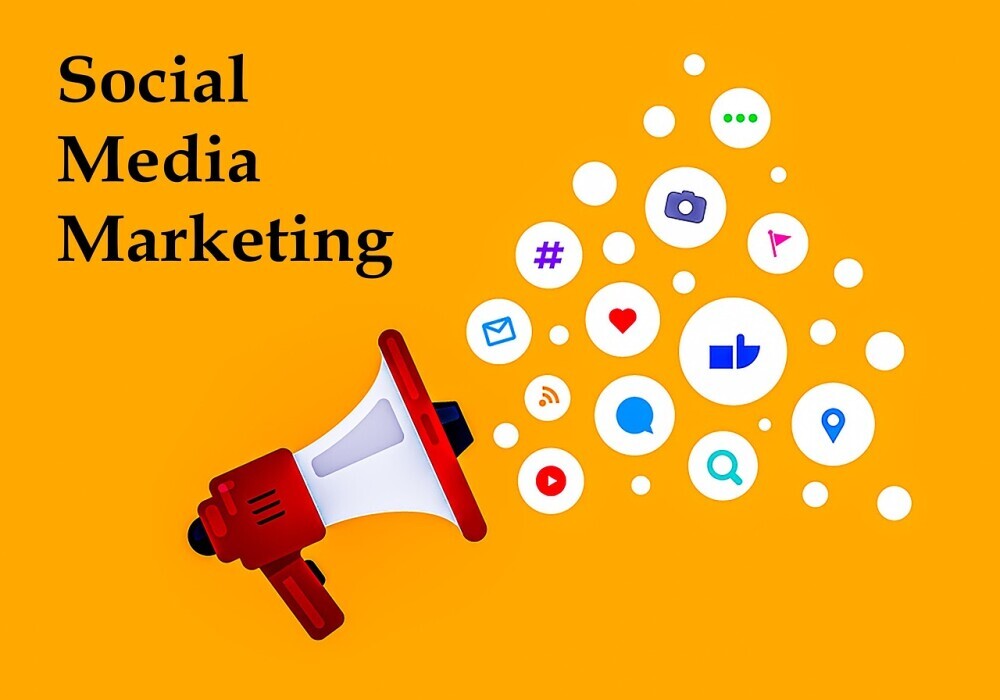 Icons of social media marketing tool.