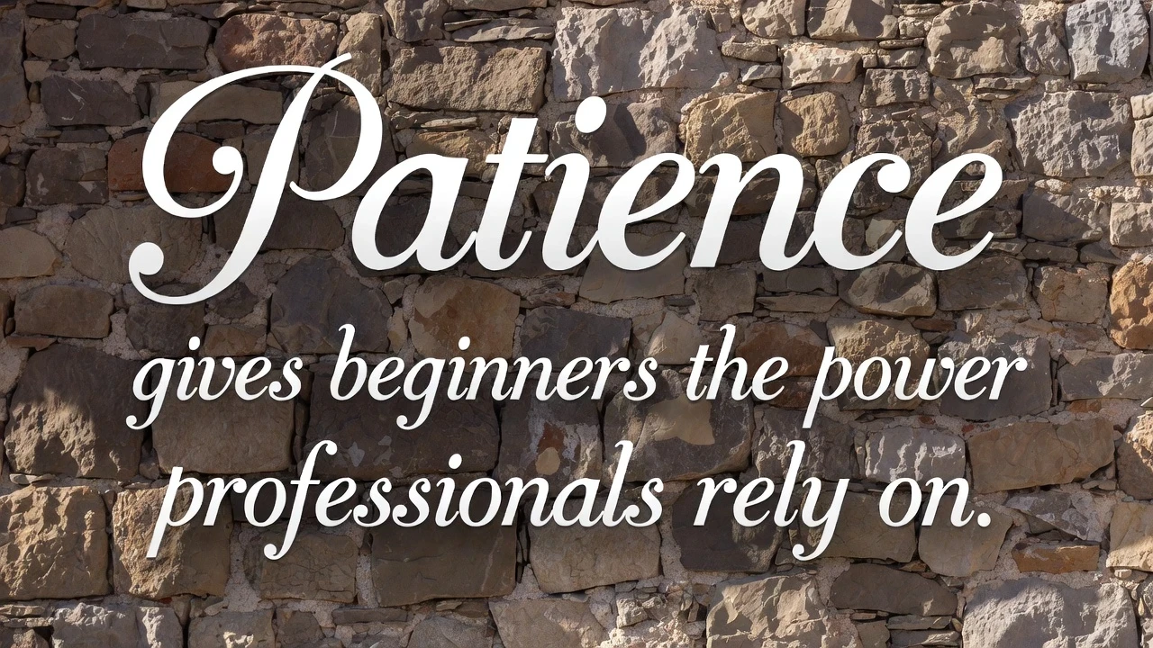 Add this text into a suitable image for affiliate marketing: 'Patience gives beginners the power professionals rely on.'