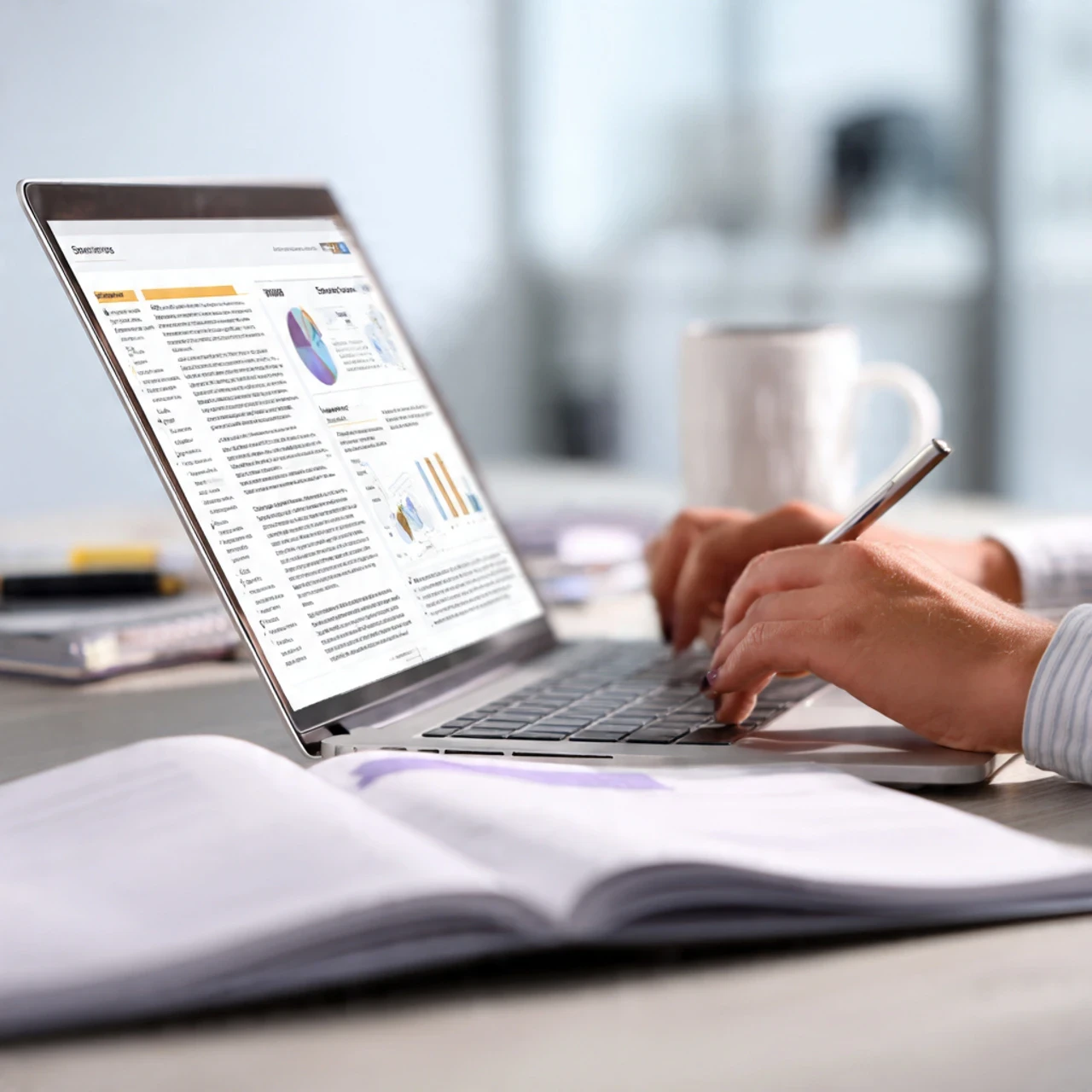 Structured article writing with organized headings and research notes