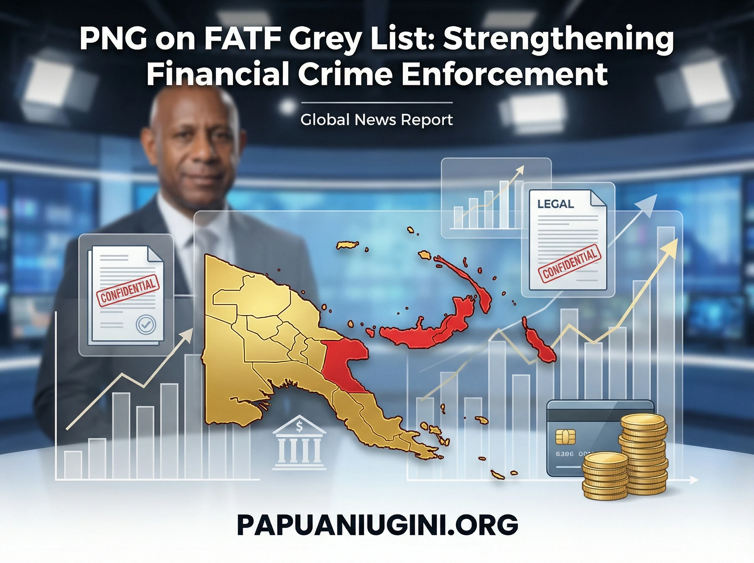 Papua New Guinea financial reform news highlighting FATF grey list and anti-money laundering enforcement measures.