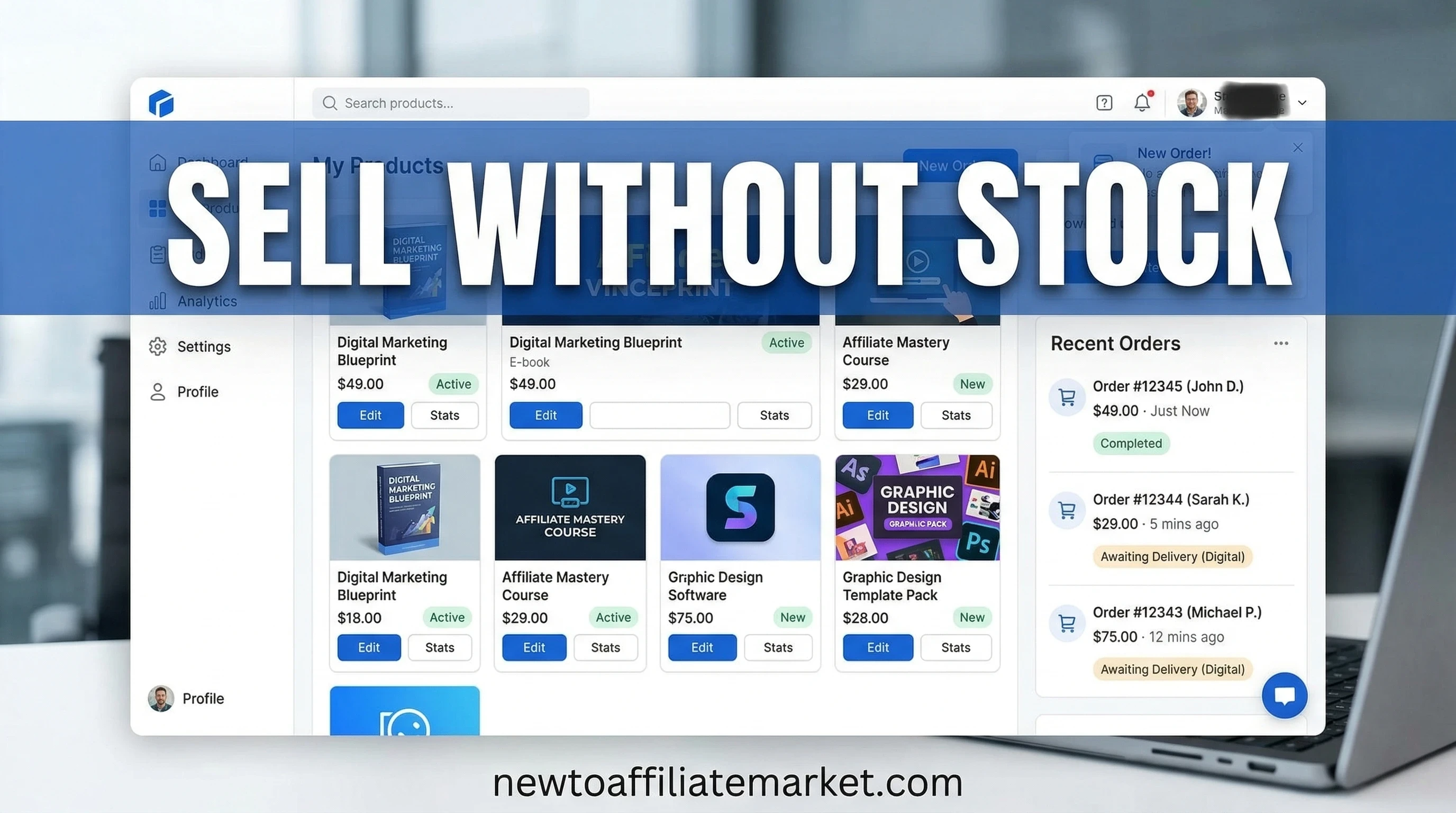 Online store owner managing dropshipping business