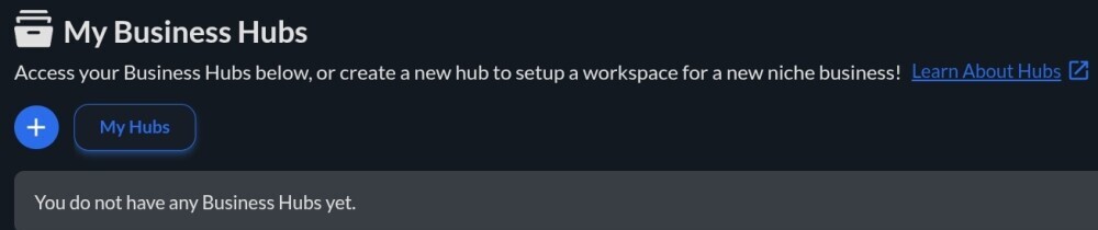 Screenshot of wealthy affiliate business hub.