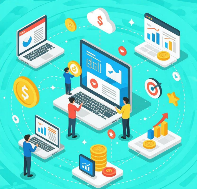 Infographic showing affiliate marketing process for beginners