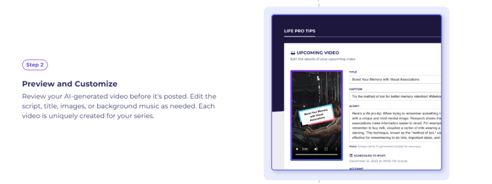 AutoShorts.ai customization interface for editing video scripts.