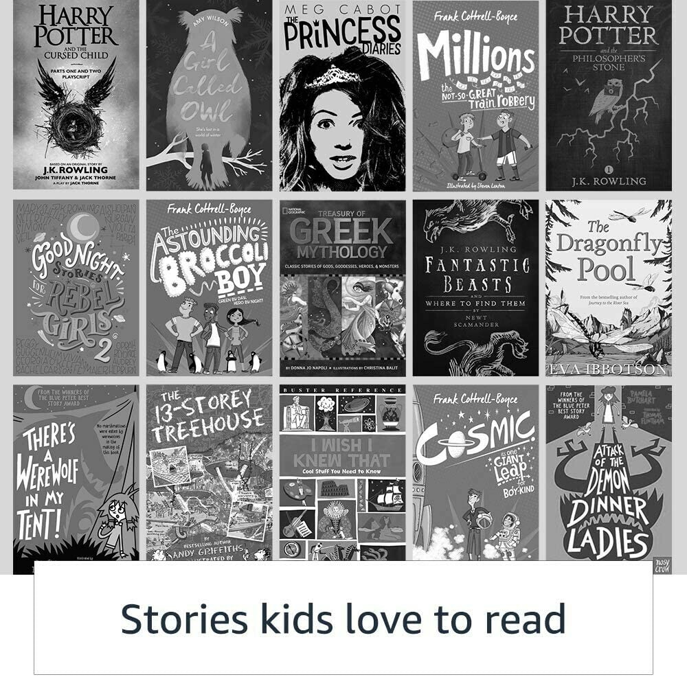 Image of library of children's ebooks that come with the kindle paperwhite kids.