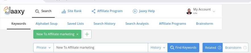 Jaaxy Keyword research tool by Wealthy Affiliate