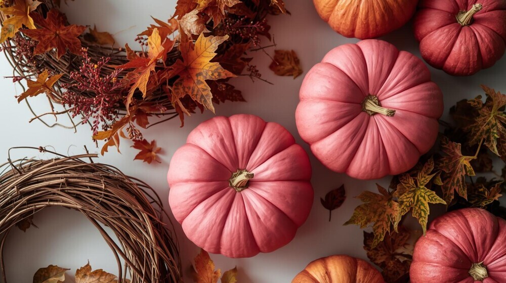 Pink Pumpkins and Autumn Wreaths