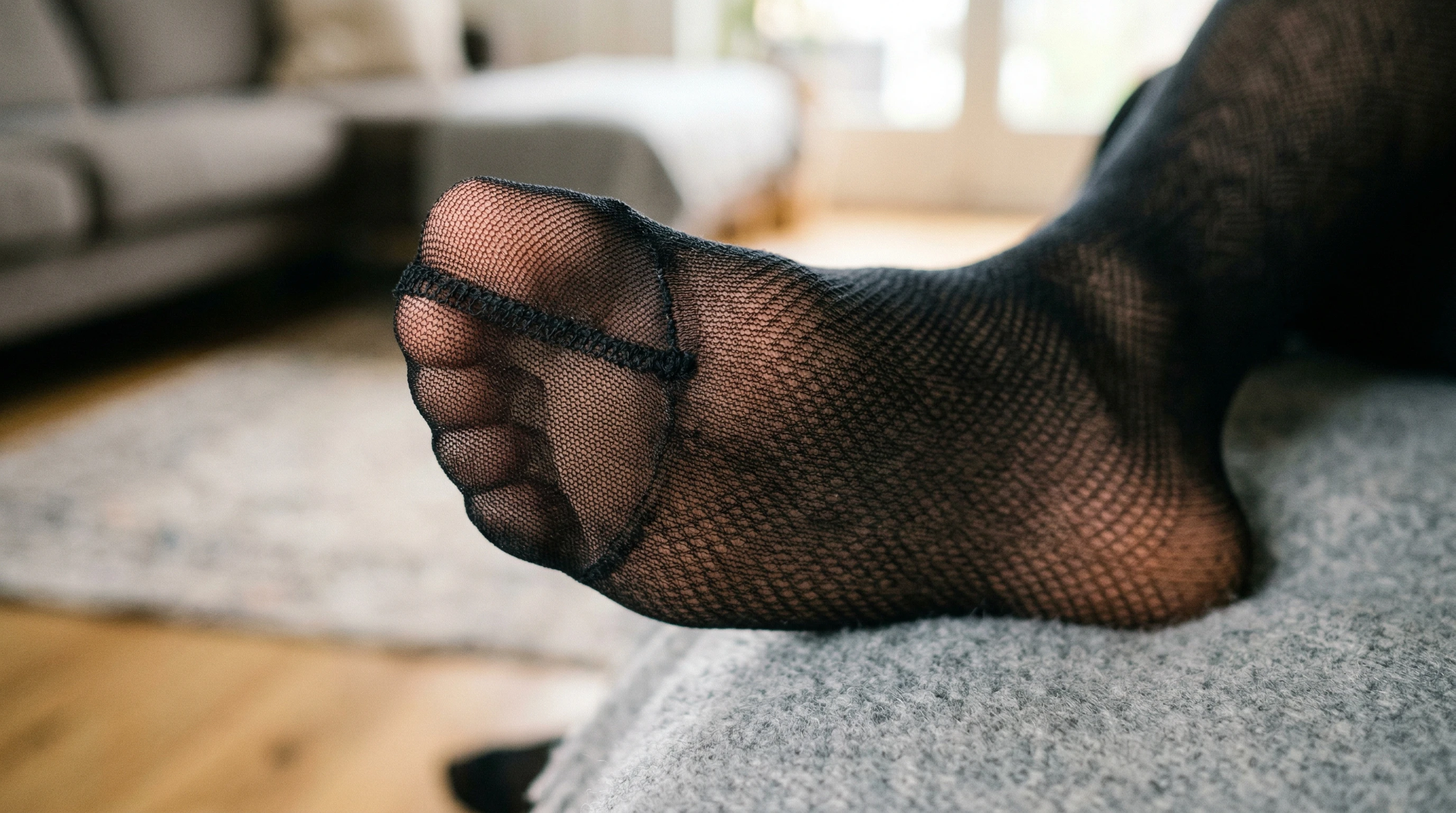 Close-up on stocking toe details