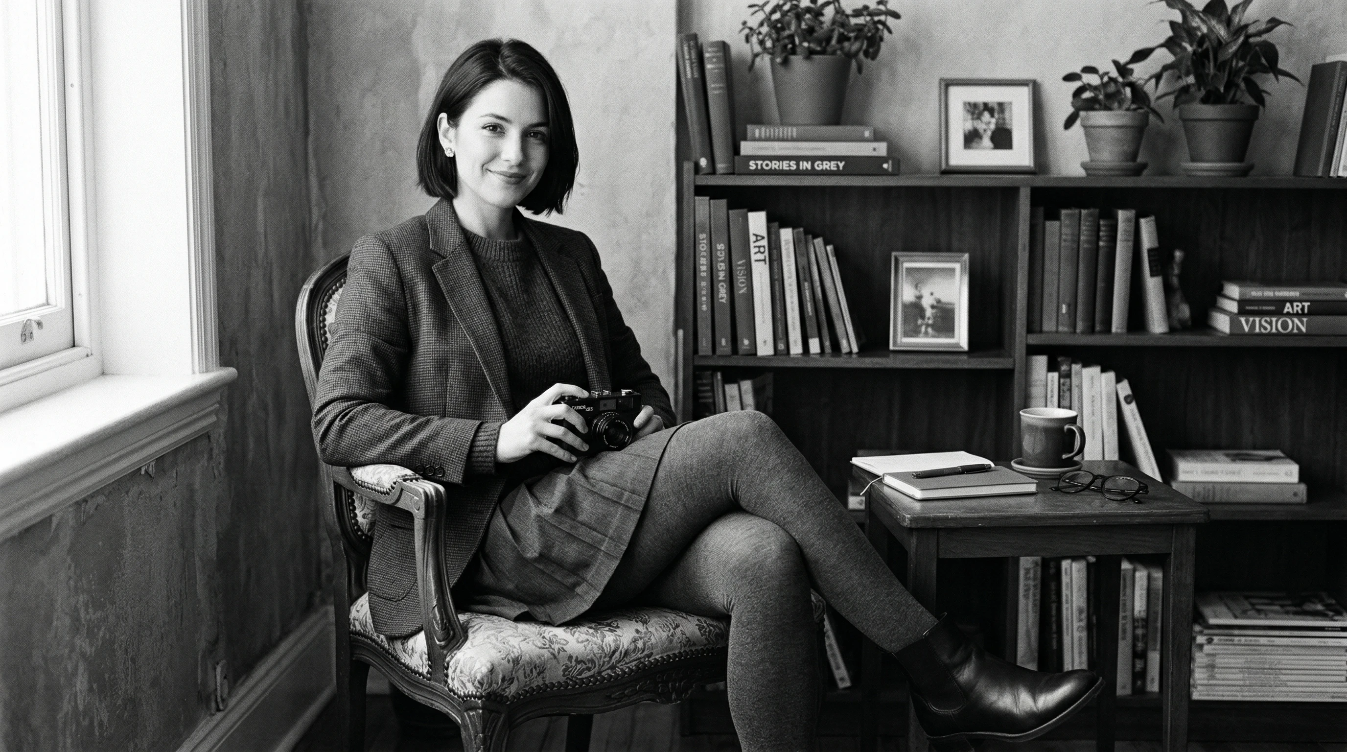 Monochrome color setup with matching stockings and props