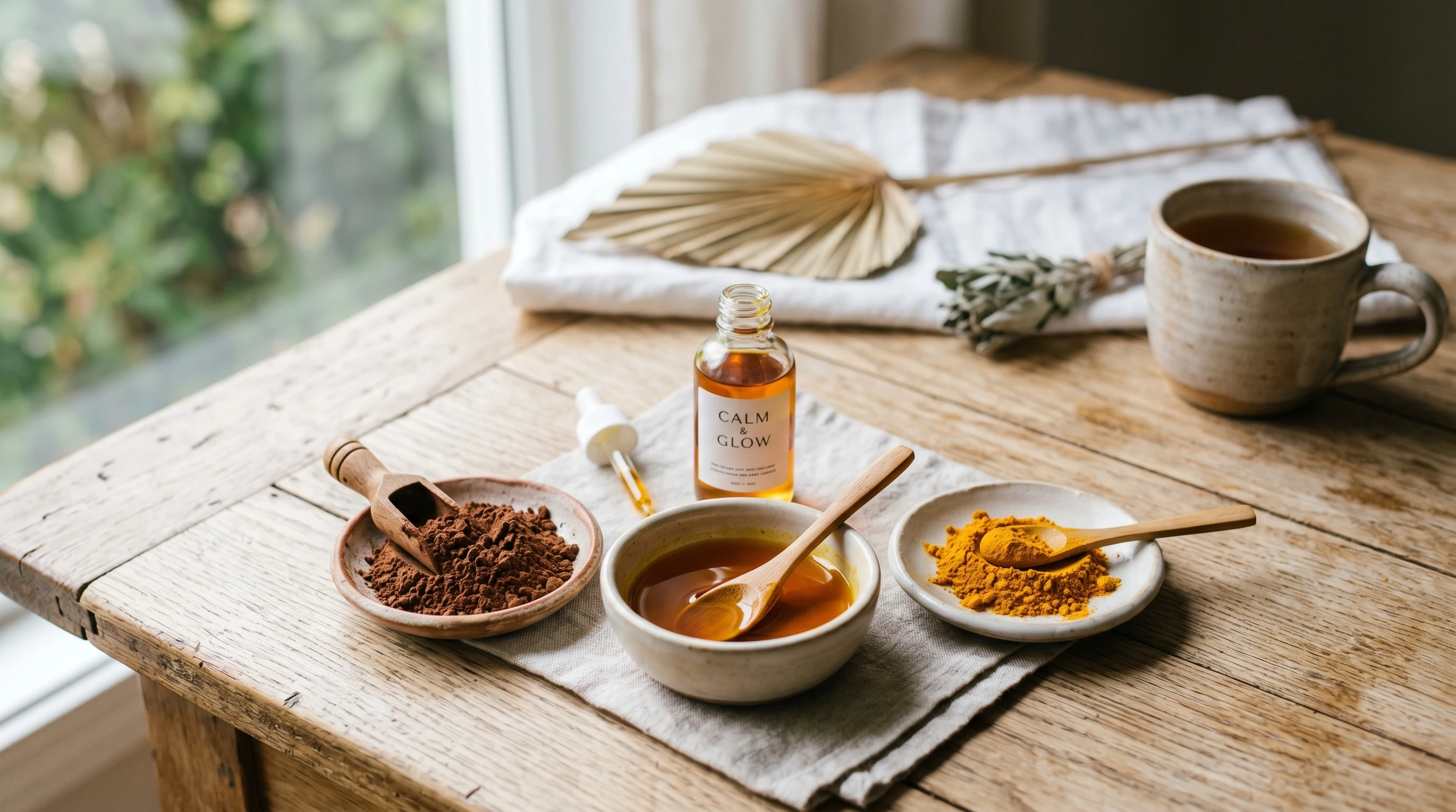 Feet glossed with oil on a soft towel