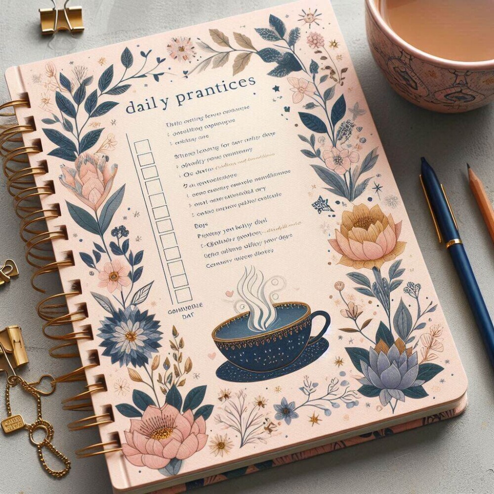 a daily planner with Daily Practices to Cultivate Gratitude and Mindfulness