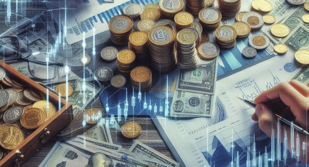 Coins money and price charts