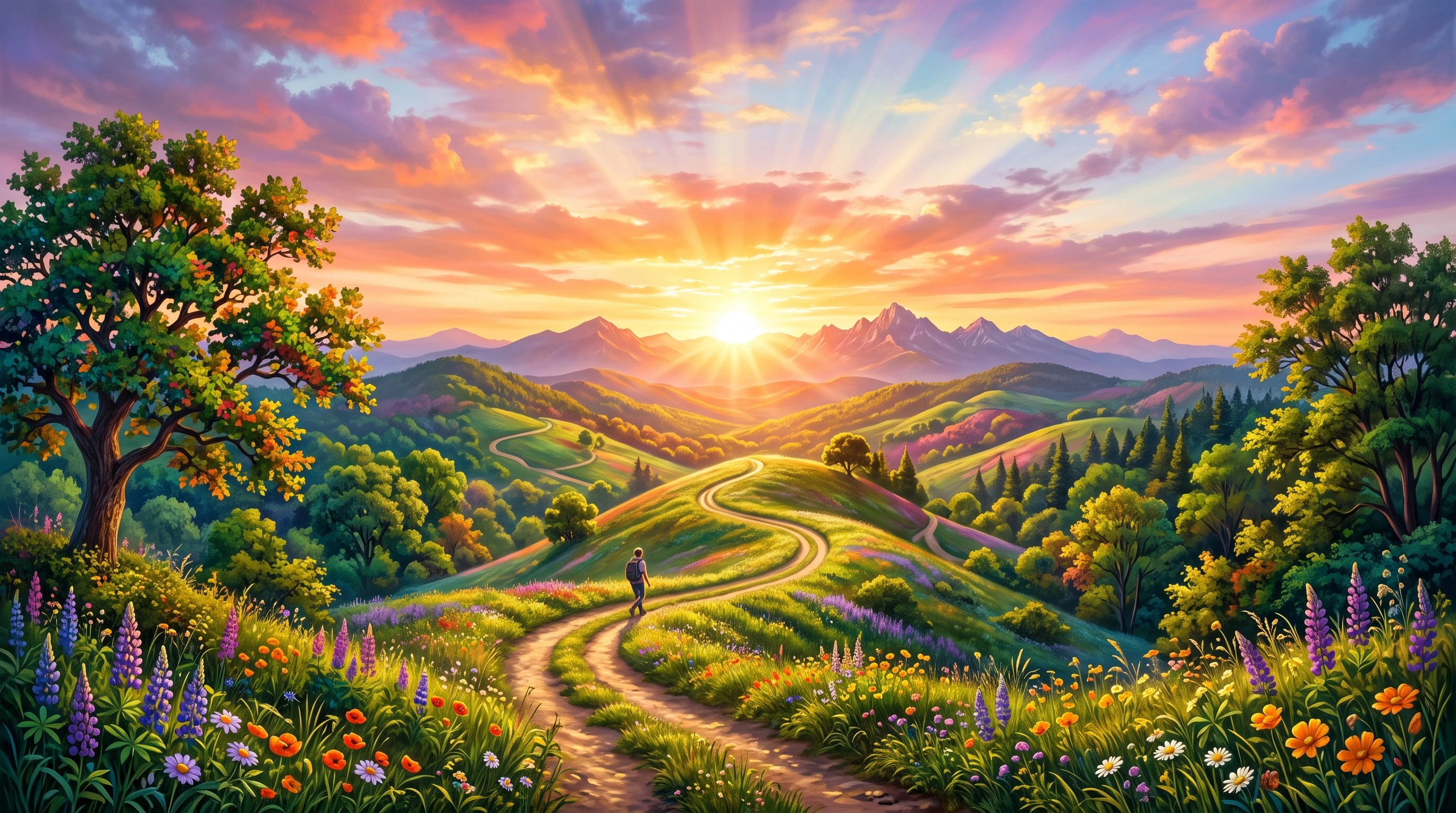 Imaginative landscape representing possibility, growth, and achievement
