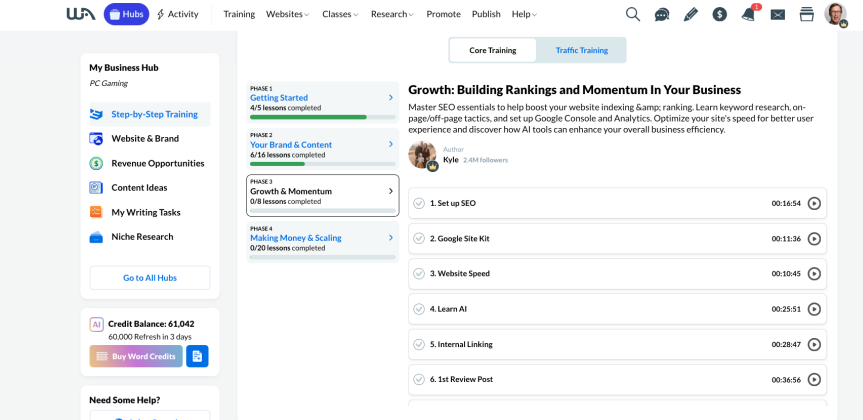 wealthy affiliate training