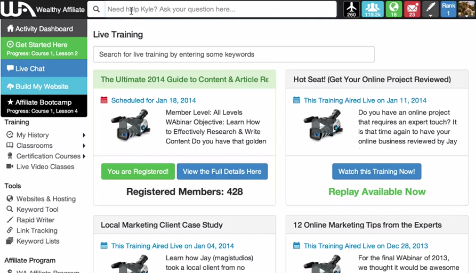 2013 Wealthy Affiliate Platform