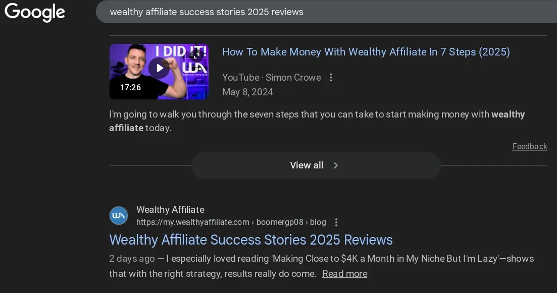 Wealthy Affiliate Success Stories 2025 Reviews