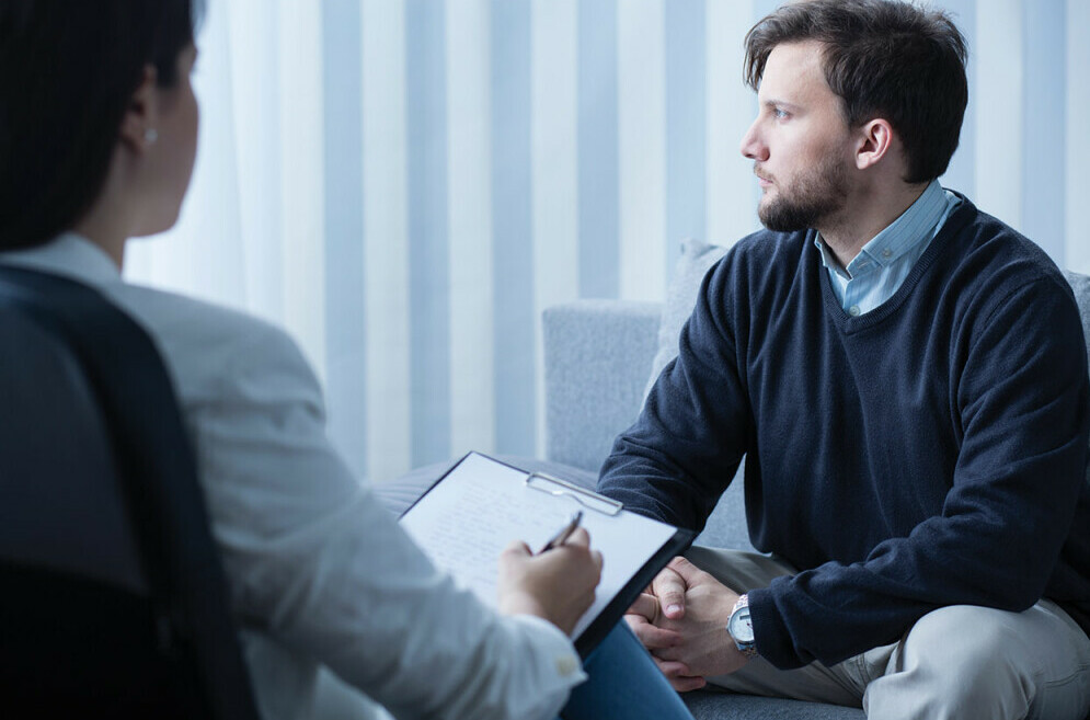 man in counseling session