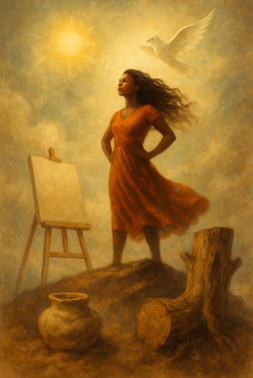 This image was created with the assistance of ChatGPT by Openai. Poetry-Anthology-Veron-Lee-Campbell-Nothing-Wasted-Journey-Spirit-of-Boldness-in-Gods-Hands