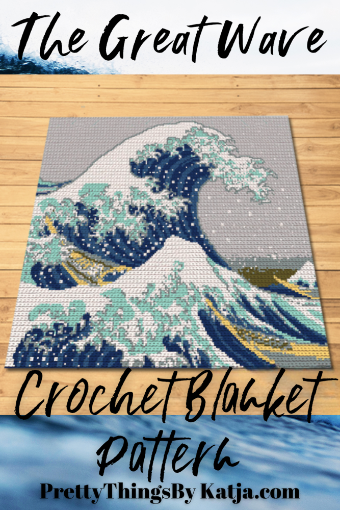 Create your own textile rendition of Hokusai’s famed woodblock print with this SC (Single Crochet) Crochet Blanket Pattern. This design captures the majestic and powerful motion of 