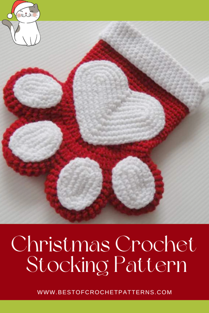 Christmas Crochet Stocking Pattern - Crochet Pet Stocking Pattern - Crochet Paw Pattern
