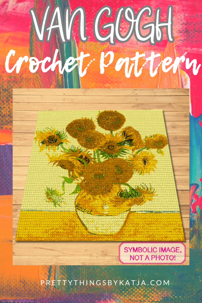 Crochet Van Gogh - Sunflowers - is a Graphghan Pattern with Written Instructions for Crochet Afghan, PDF Digital Files. Click here to learn more! Who wouldn't want to have the famous Sunflowers by Vincent Van Gogh in his home? Now, you can create one from this Tapestry Crochet Blanket Pattern.