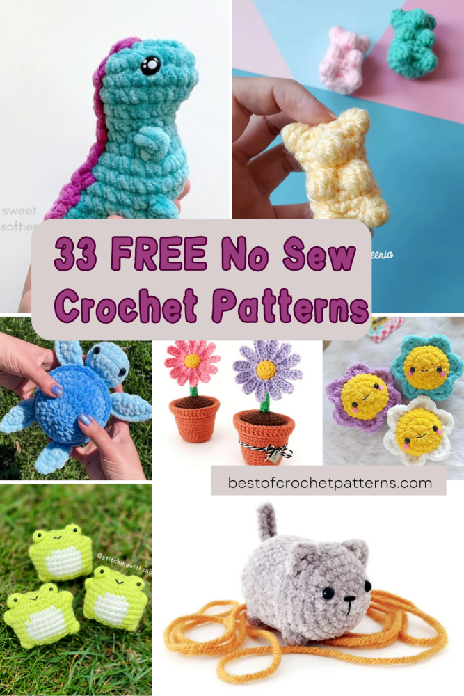 Crochet the easy way! 33 free no-sew patterns for cute, quick, and satisfying projects. Click to learn more!