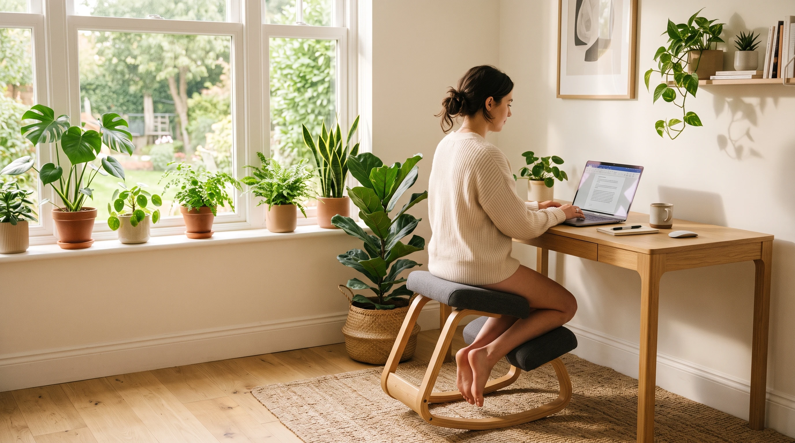 ergonomic kneeling chair and workspace