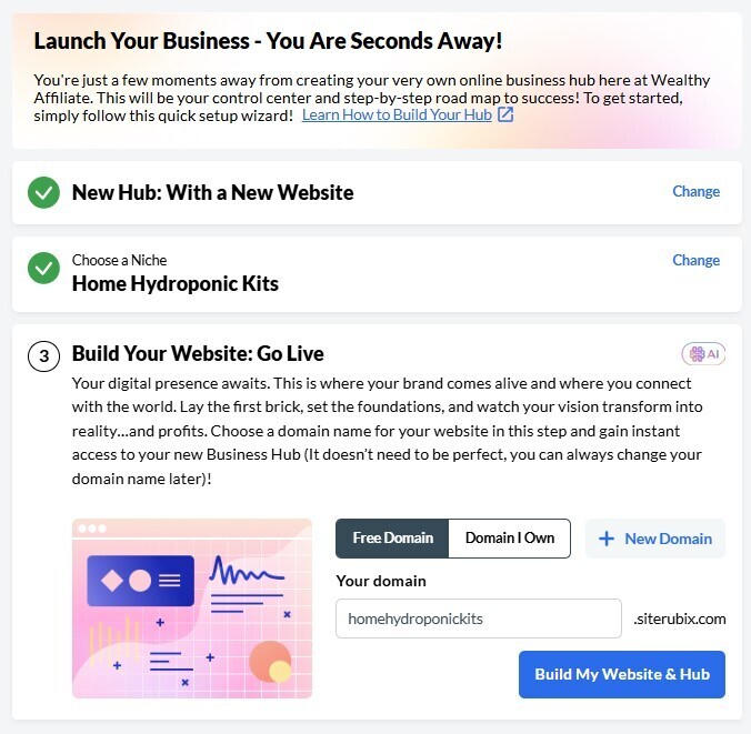 Wealthy Affiliate's Launch Your Business Tool