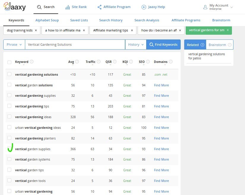 Wealthy Affiliate's Jaaxy Keyword Research Tool