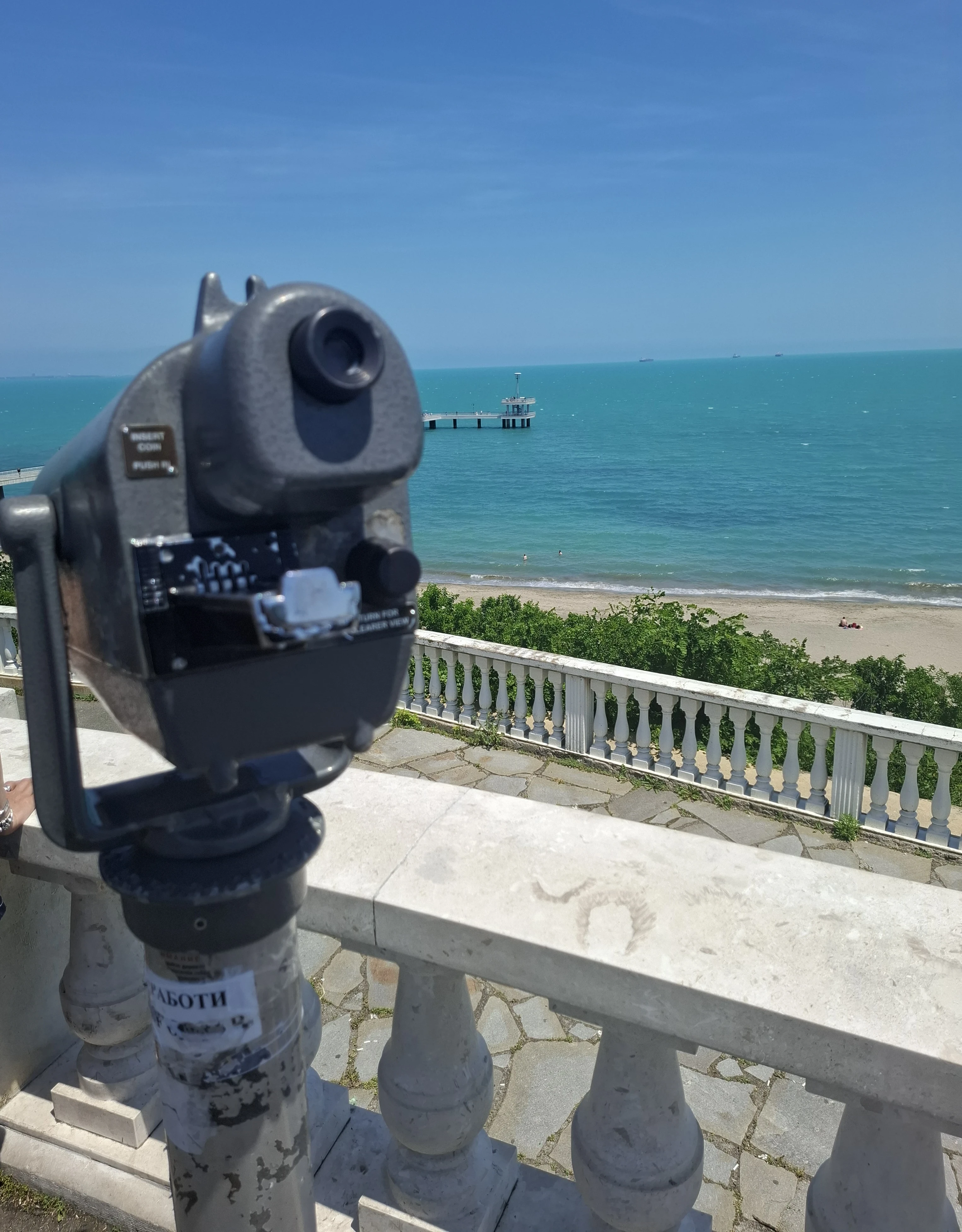 Looking over at the beach in central burgas town Bulgaria 