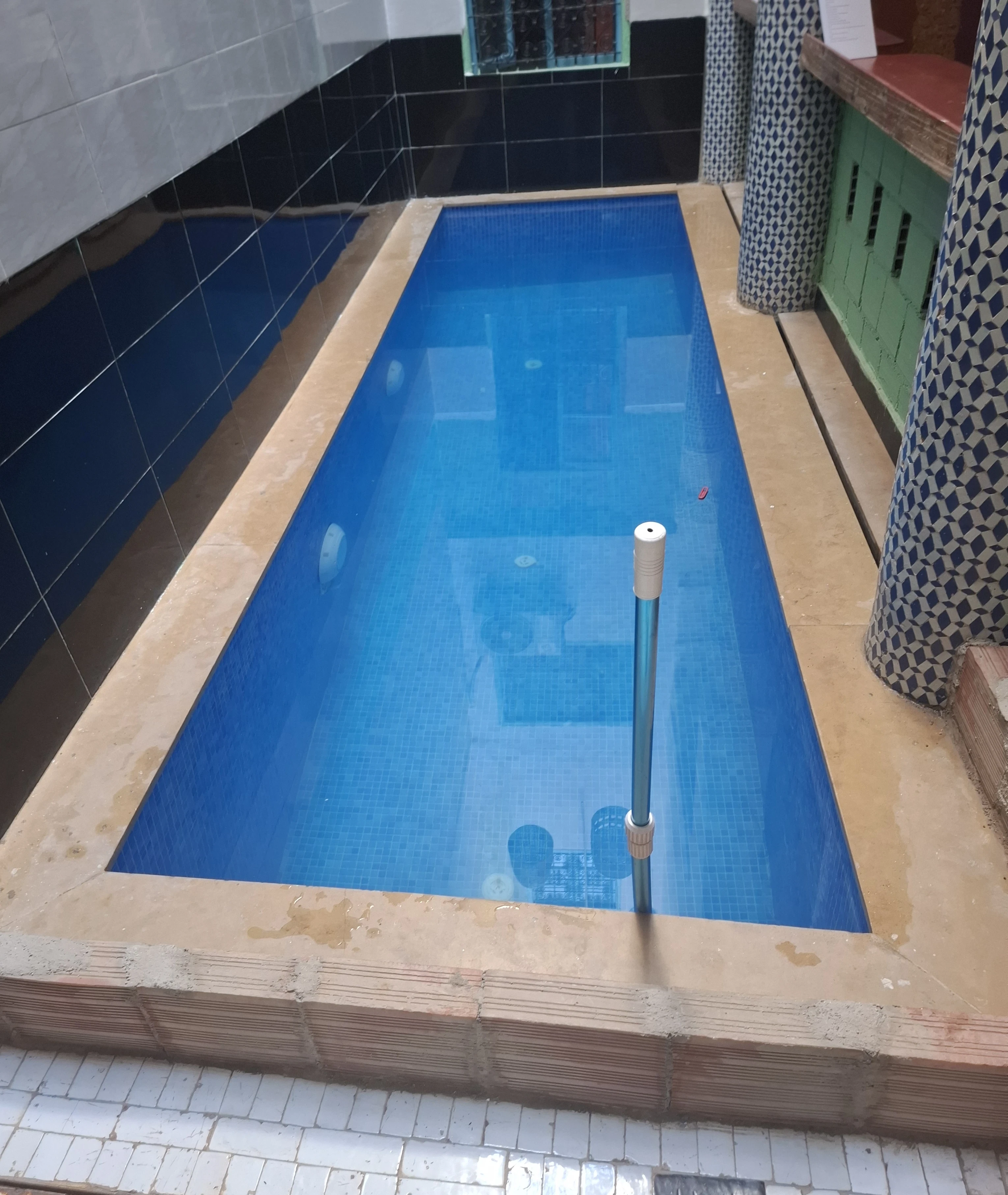 Swimming pool at the back home hostel in Fez Morocco