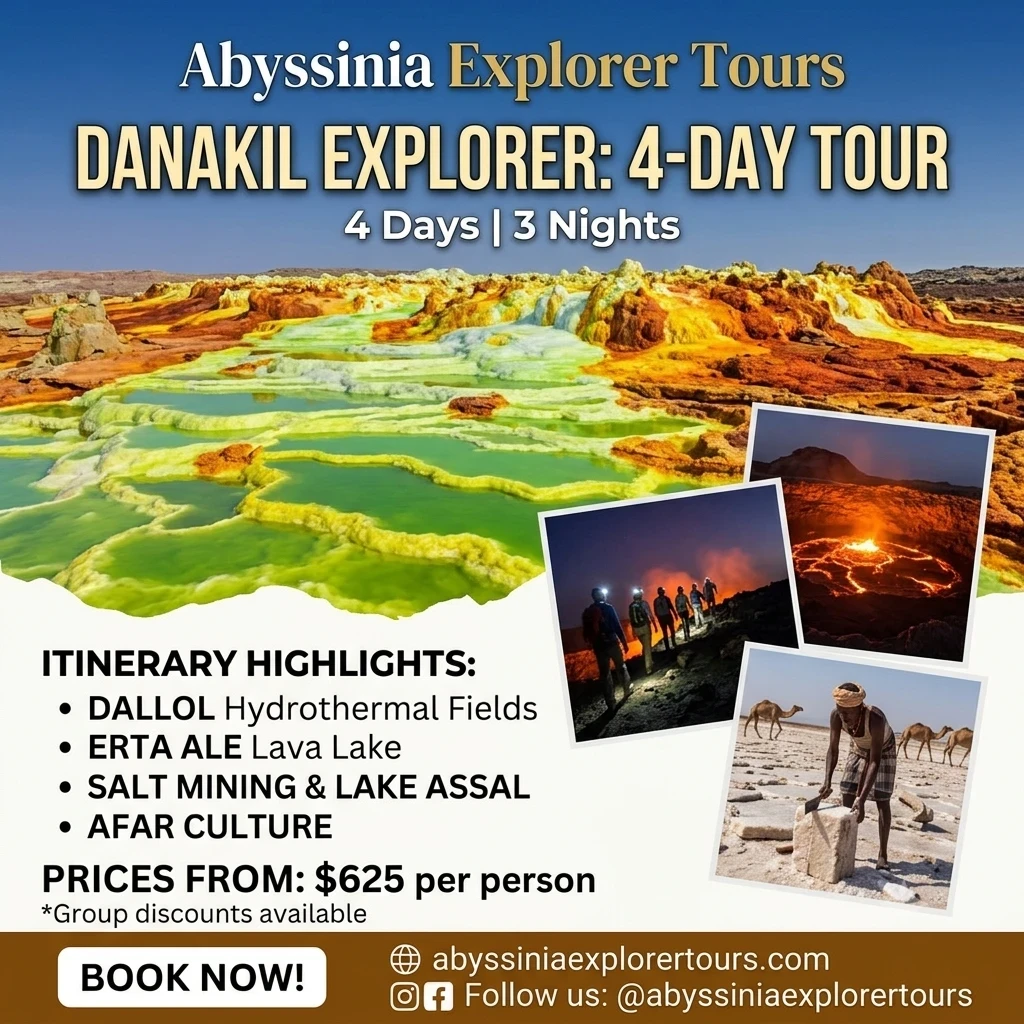 Abyssinia explorer tours Danakil.depression volcano 4 days