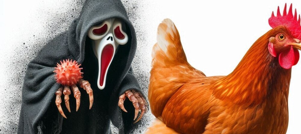 An evil fungal infection sneaking up on an unsuspecting chicken.