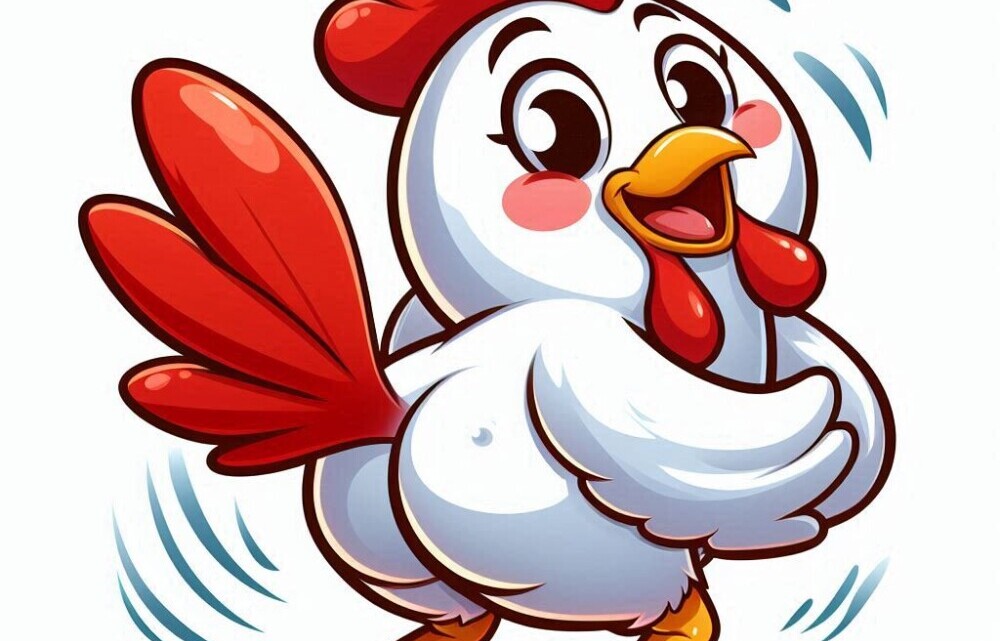 A Healthy, smiling chicken with a squeaky-clean butt.