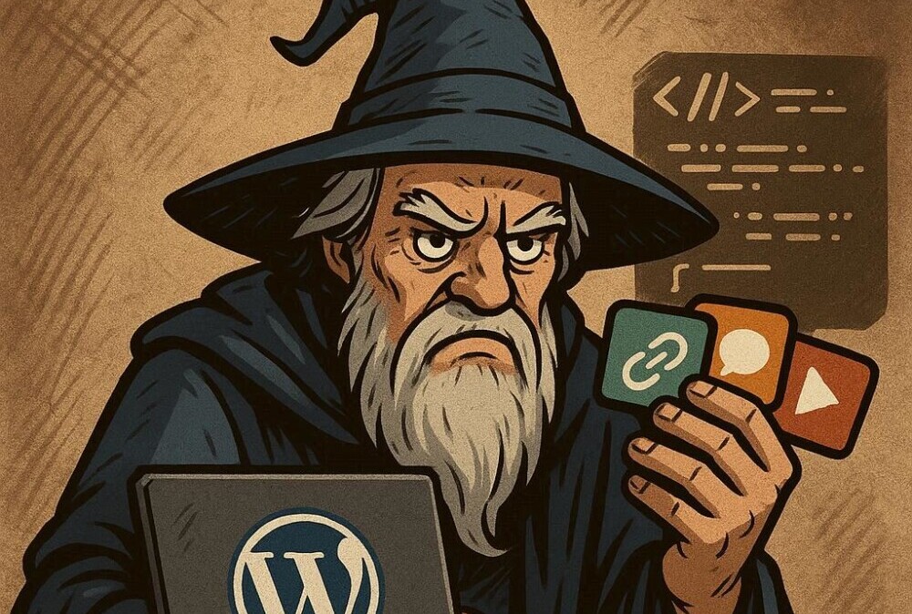 A WordPress coding wizard with a handfull of plugins and a frown on his face.