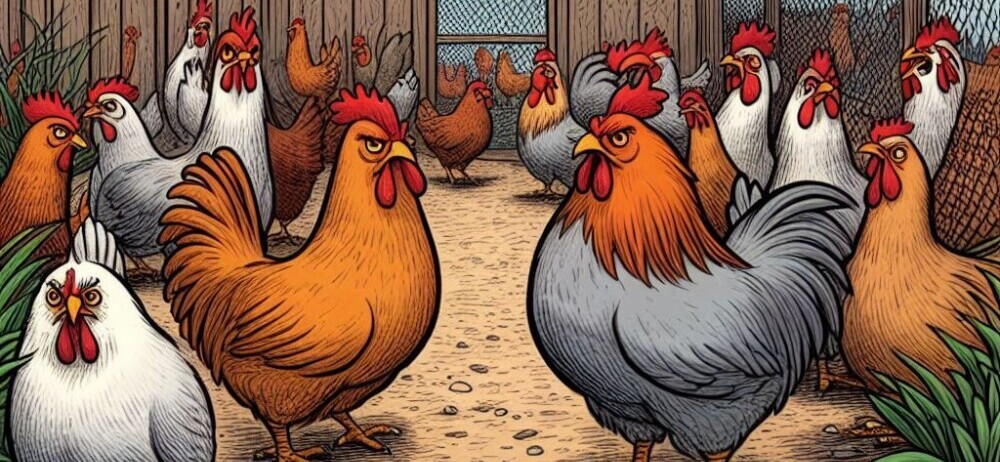 A coop of disgruntled chickens