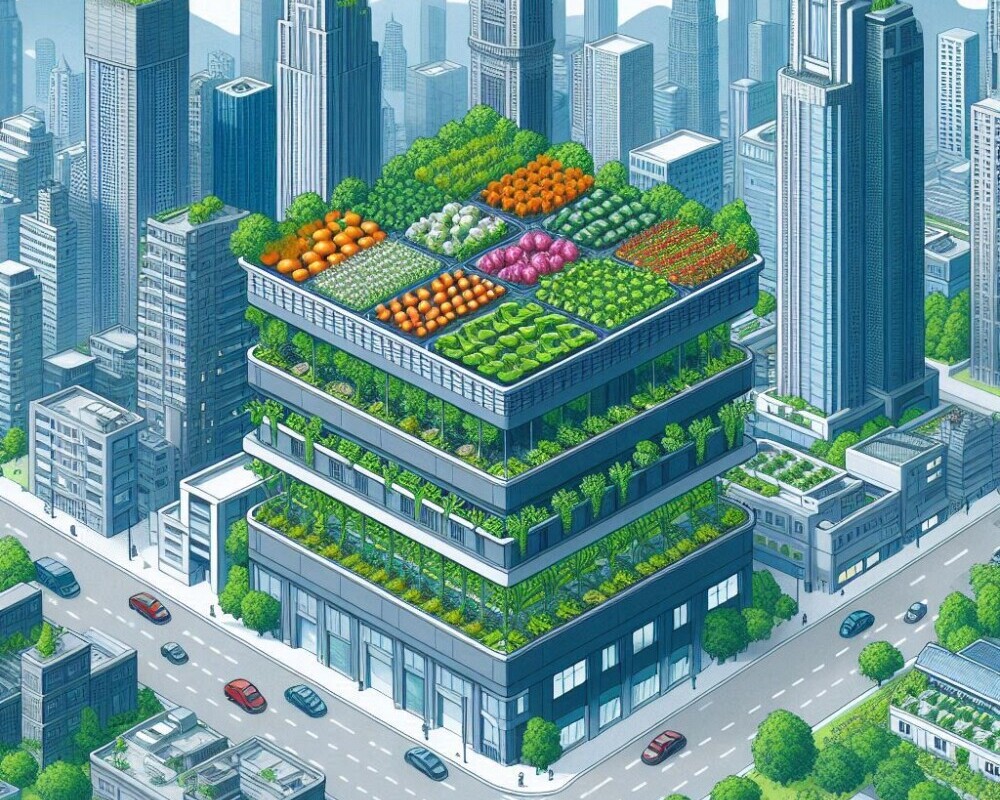 A vertical garden in a metropolitan area.