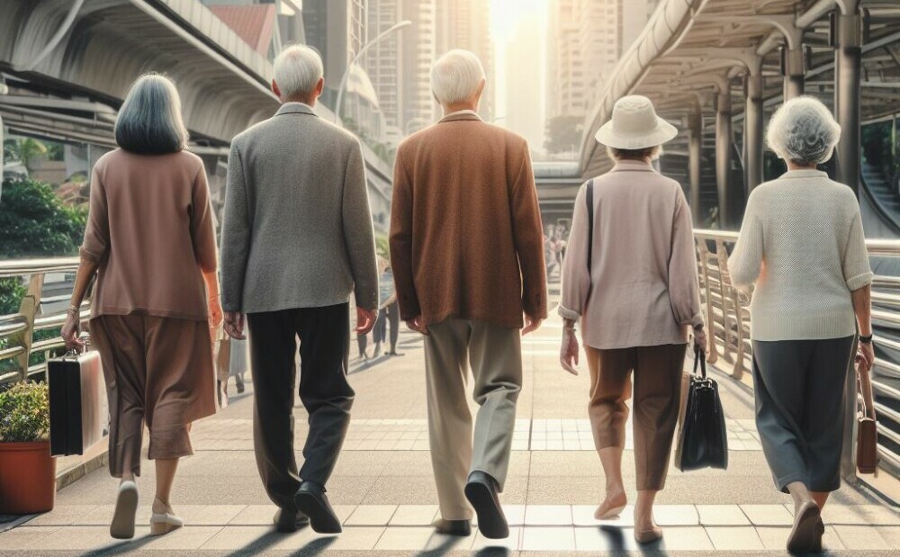 Retirees walking down a pathway looking for Part-time jobs and Flexible Employment Options.