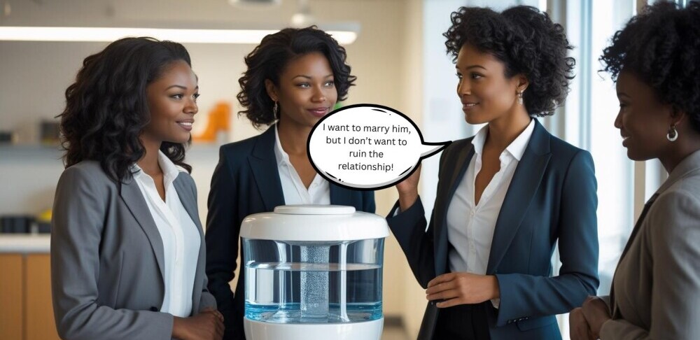 Balancing Passion And Profit In Your Niche Choice 3 Four women talking around a watercooler.