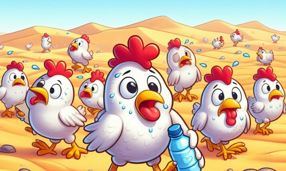 Thirsty Chickens in the Desert - Chickenmethod.com