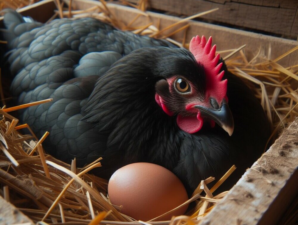 Langshan Hen in a Nesting Box - Chickenmethod.com
