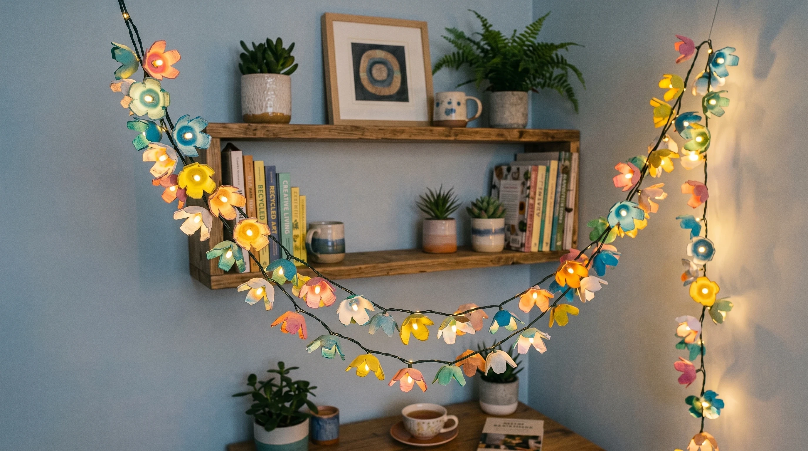 Egg Carton Lampshades for low-heat LED lights