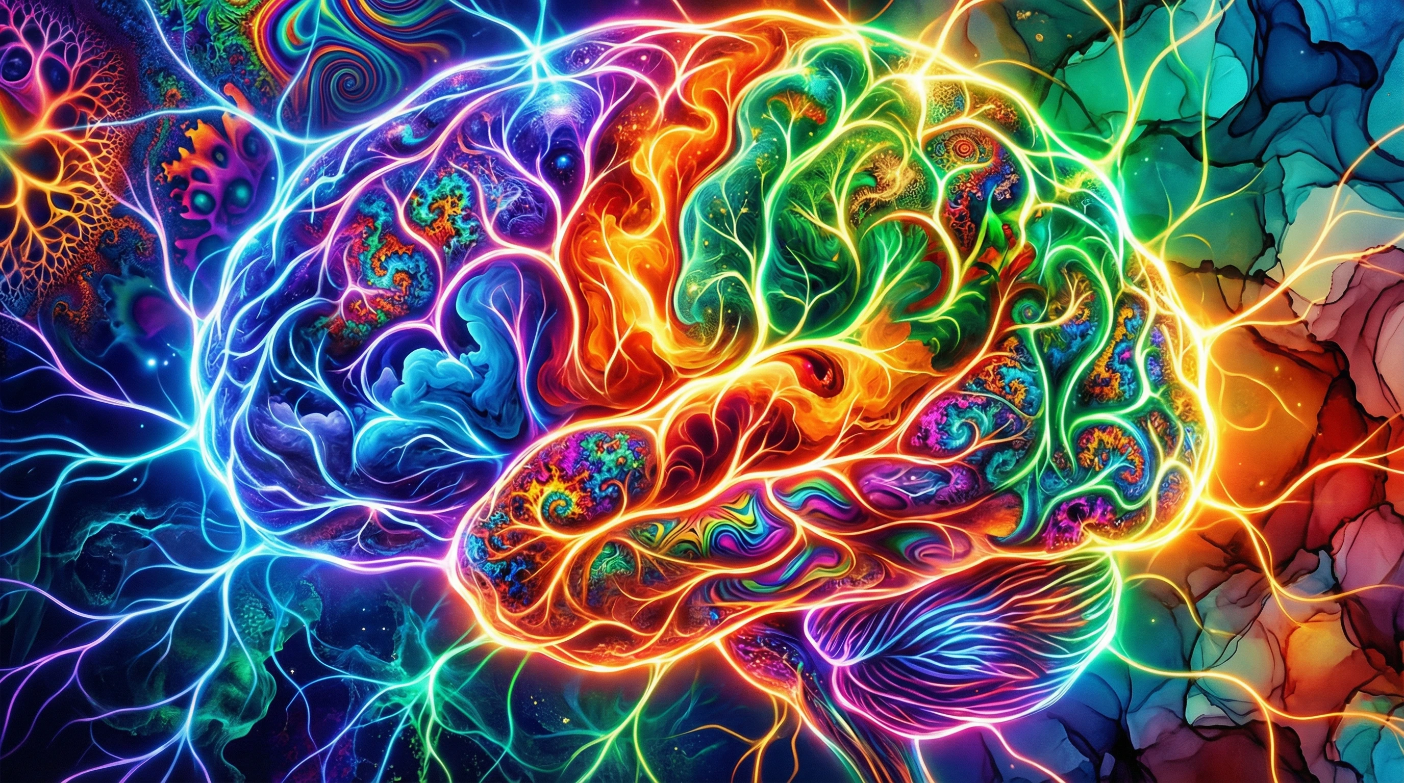 Colorful visualization of brain activity and neural networks