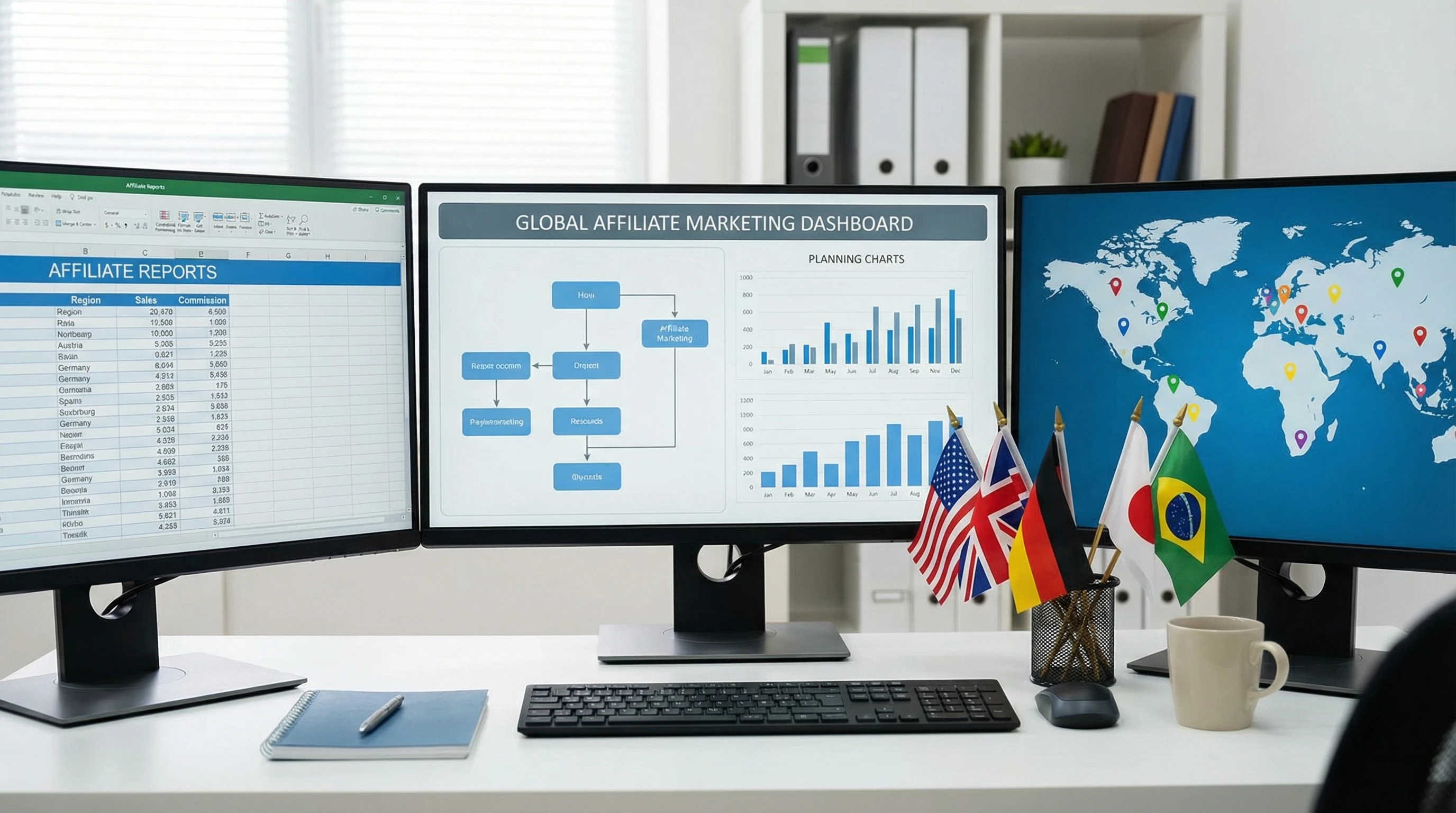 Affiliate marketing business planning on laptop