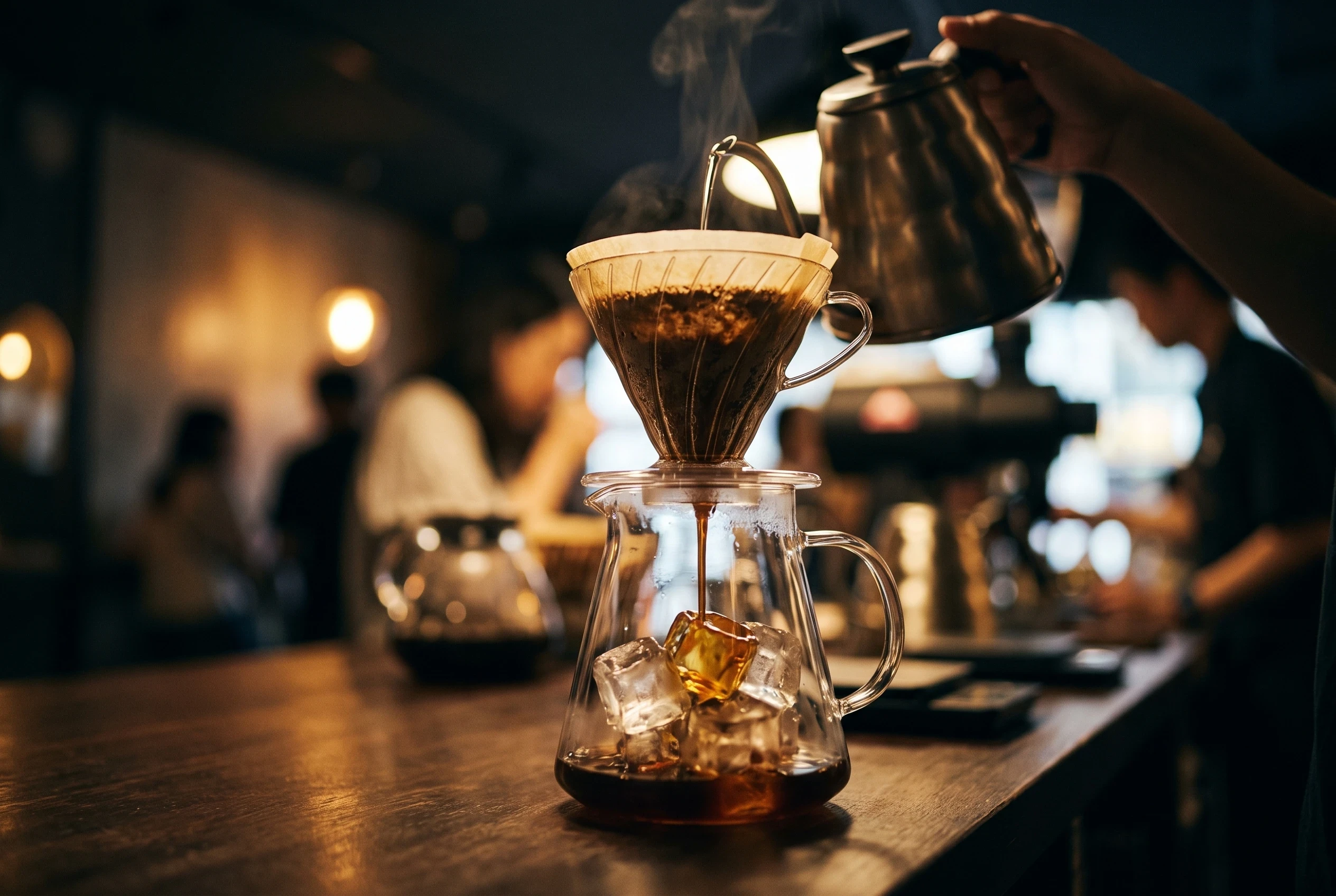 Making iced pour over coffee 