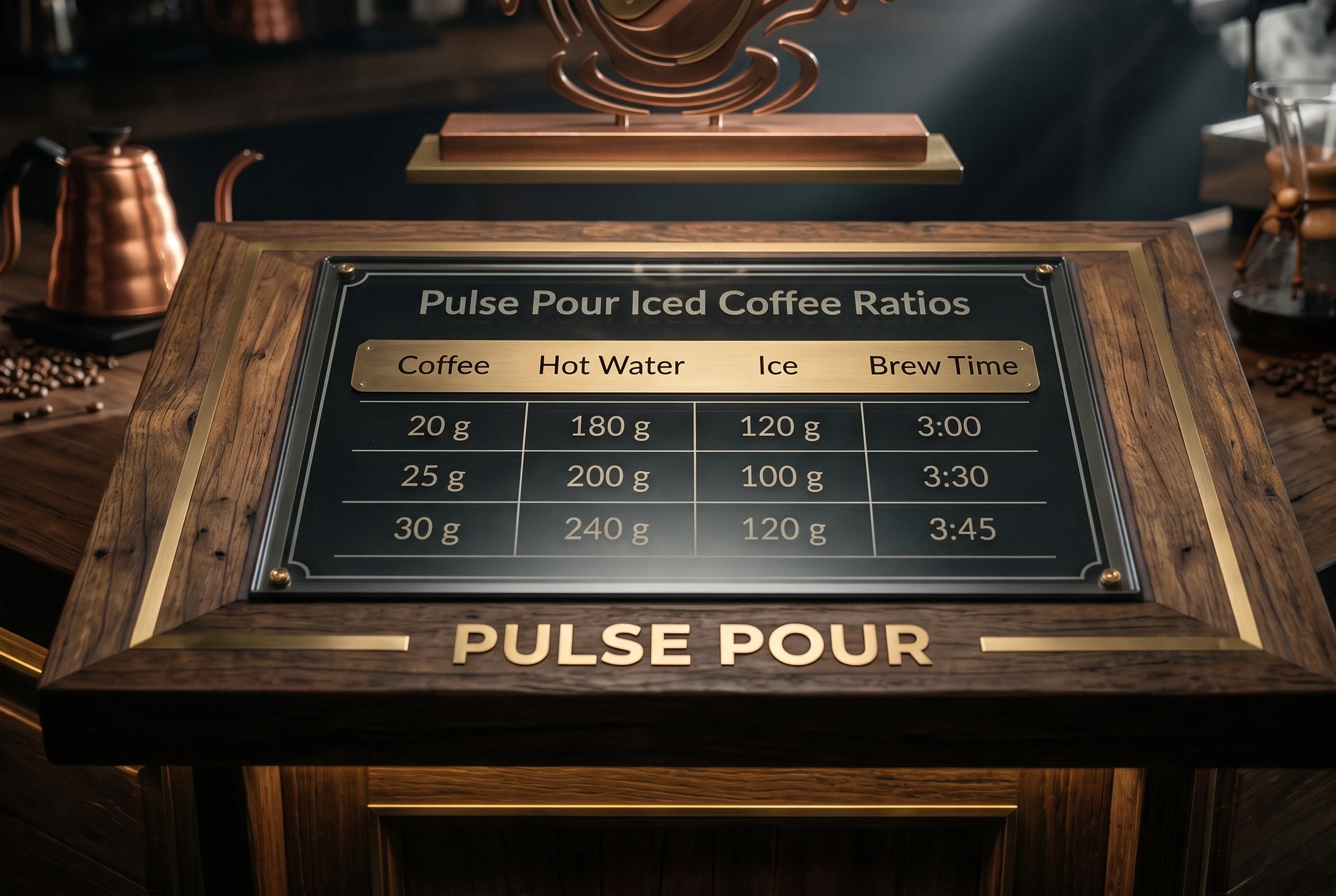 Pulse Pour Iced Coffee Ratios Table