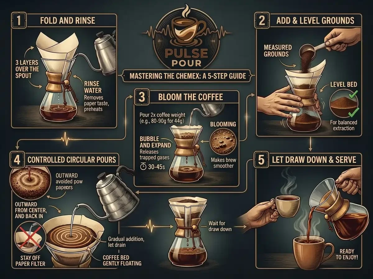 how to use a Chemex: step-by-step infographic